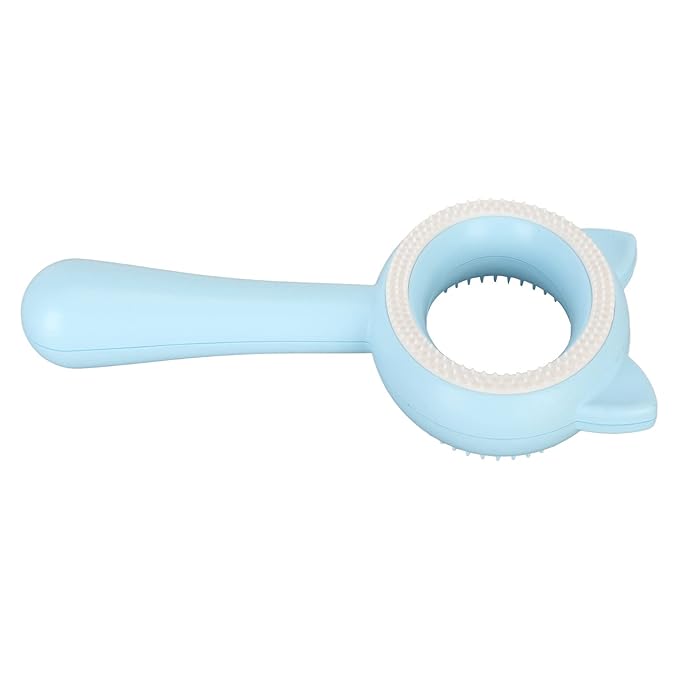 Cat Grooming Brush Double Sided Deshedding Massage Pet Hair Removal Comb for Cats Dogs Multipurpose Self Cleaning Comfortable Handle Round Tips Easy Cleaning ABS Material 17x9cm (Blue)