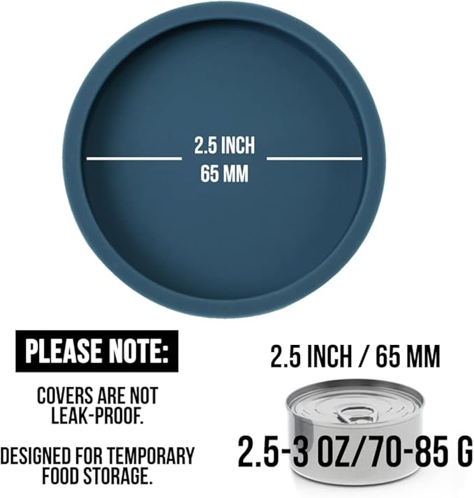 OHMO 2 Pack Cat Food Can Lids, Small Size (3 oz，Dark Blue)&No Spill Collapsible Dog Water Bowl