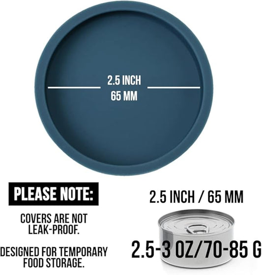 OHMO 2 Pack Cat Food Can Lids, Small Size (3 oz，Dark Blue)&No Spill Collapsible Dog Water Bowl
