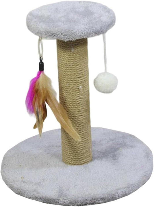 Cat Scratching Post Sisal Rope Scratcher Kitty Scratch Pole Protecting Your Furniture Kitten Cat Post Interactive Toy for Small Cats Indoor (Round Gray)