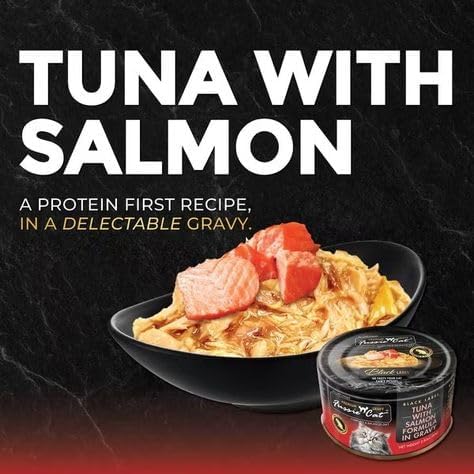 Felicia's Fabulous Finds Wet Chunks Cat Food in Gravy 3-Flavor Variety Bundle: Tuna with Salmon, Prawns or Ocean Fish (4 of Each Flavor, 12 Cans Total, 2.82 Ounces Each) Plus Silicone Lid