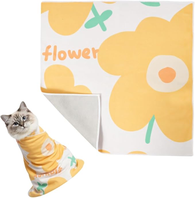 MiOYOOW Cat Grooming Wrap, Self-Adhesive Anti-Scratch Cat Holder with Hook-and-Loop Fastener, Adjustable Foldable Calming Wrap for Nail Trimming, Bathing