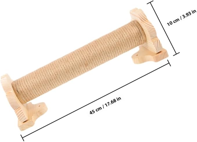 VOSAREA Cat Scratching Post for Cage 40cm Natural Wood Core Sisal Rope Sturdy Wear-Resistant Kitten Scratcher Suitable for Indoor Cats Climbing and Playing
