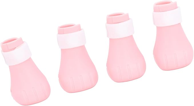 Cat Grooming Boots, Premium Silicone, Pink, for Bathing and Scratching Prevention, 4 Pack