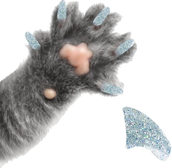 6 Month Piece Soft Nail Caps with Adhesive for Cat Claws - Confetti Glitter Medium