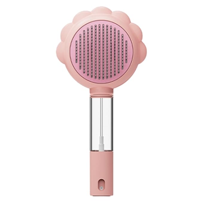 Pet Spray Hair Removal Comb, Dogs and Cats to Remove Tangled and Loose Hair, Self Cleaning Cat Grooming Brush for Massage, Deshedding Dog Brush for Pets Cats Dogs (pink)