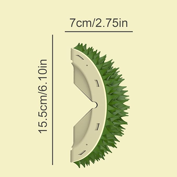 BestAlice 2 Pack Cat Self Groomer, Cute Durian Shape Wall Mounted Dog Cat Corner Scratcher, Wall Corner Groomers Brush Cat Massage Comb, Self-adhesive Cat Scratcher Pet Grooming Supply (Green+Yellow)