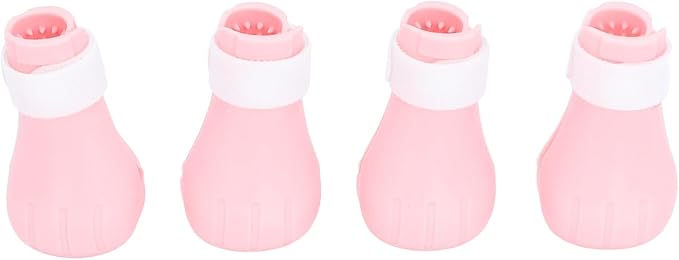Cat Grooming Boots, Premium Silicone, Pink, for Bathing and Scratching Prevention, 4 Pack