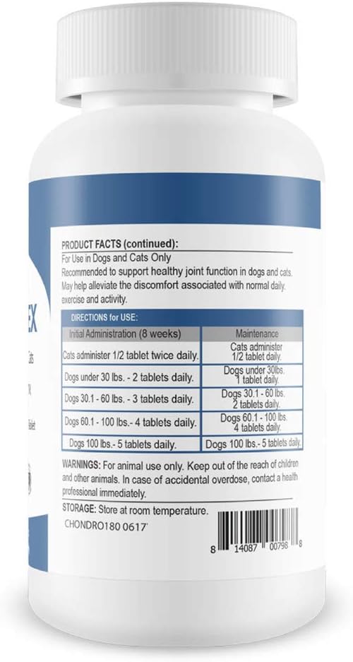 Chondro-Flex - Powerful Joint Care Formula Dogs and Cats - Maximum Nutritional Support - Glucosamine, Chondroitin, MSM, Ester-C, and Minerals - 180 Chewable Tablets
