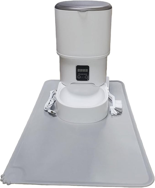 Automatic Pet Feeder for Dogs & Cats - 4L Large Capacity, Timer Controlled Quantitative Feeding, Dual Power Supply (USB + Battery), Detachable Bowl & Cleaning Brush, Non-Slip Mat Included