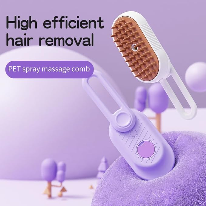 4 in 1 Cat Steam Brush for Shedding, Rechargeable Steam Pet Brush for Dog and Cat, Anti-Static, Massage, Cleaning, Shedding & Combing,Purple