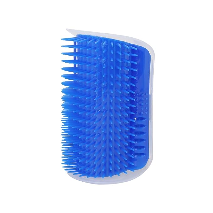 Magik Pet Cat Self Groomer Brush Wall Corner Mount Grooming Massage Comb Toy Catnip (1 Pack, Blue)