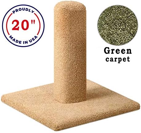 CozyCatFurniture 20, 25 & 30 inches Tall Carpeted Wooden Cat Posts, Green Color, Made in USA (20")