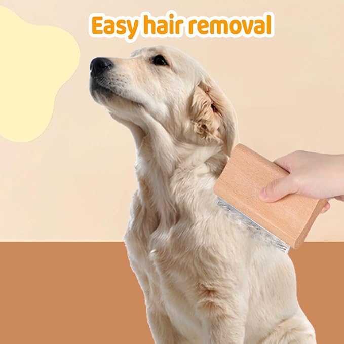 Deshedding Brush, Fine Steel Teeth Cat Grooming Brush Wooden Handle Horse Massage Comb for Long Hair Dogs Cats Horses
