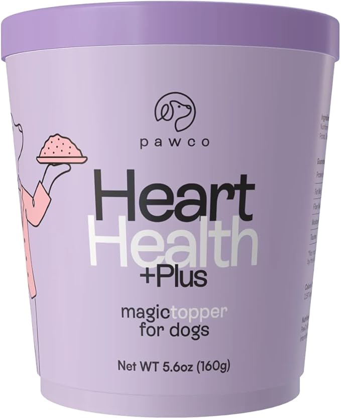 Pawco Dog Food Toppers for Picky Eaters, Heart Health – Supports Heart Function & Energy – Functional Dog Food Flavor Enhancer with Pumpkin, Carrots, & Taurine for Dogs – Magic Topper – 5.6oz