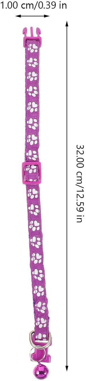 DECHOUS 8pcs Pet Dog Collars with Paw Print Pattern and Bell, Adjustable Mixed Color Printed Collars for Cats and Small Dogs, Decorative Pet Supplies for Daily Wear Random Color