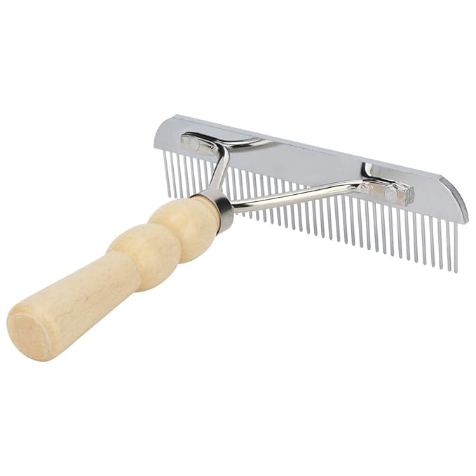 Rengue Dog Rake, Combs Pet Hair Comb for Effective Grooming and Cleaning for Dogs and Cats 6.30x6.30x1.57inch Dog Rake, Wooden Handle Dematting Tool, Nan Supplies
