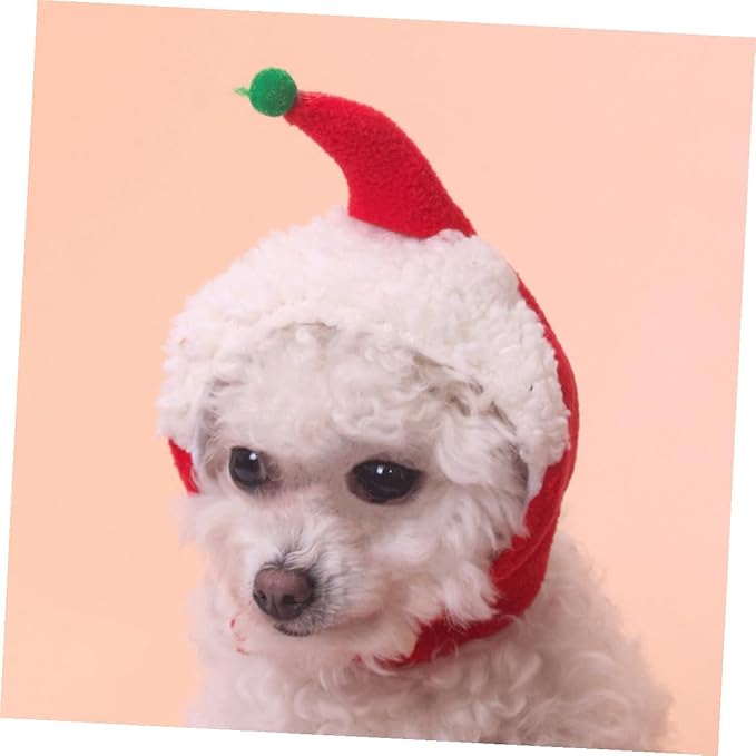 SOLUSTRE Pet Christmas Hat and Scarf Set Warm Decorative Headdress for Dogs and Cats Universal Winter Puppy Supplies
