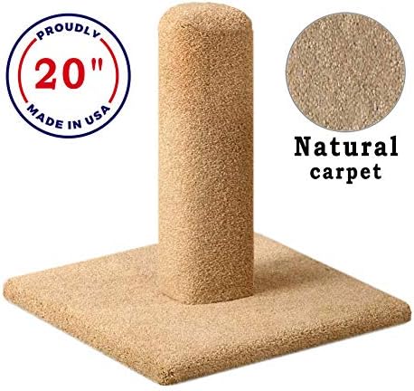 CozyCatFurniture 20, 25 & 30 inch Carpeted Cat Scratching Posts, Natural Color, Made in USA with Solid Wood Poles (20")