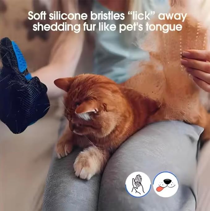 Pet Grooming Glove – Dog and Cat Hair Remover, Deshedding Cleaning Glove with Massage Brush, Pet Grooming Supplies