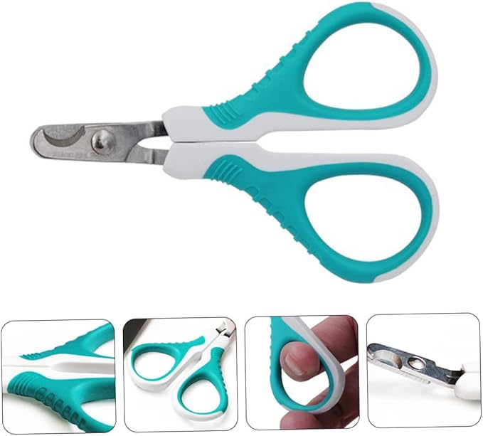 balacoo Portable Stainless Steel Cat Nail Clipper Safety Guard Pet Nail Scissors for Dogs Kittens and Puppies Comfortable Grip for Home Grooming Sky-