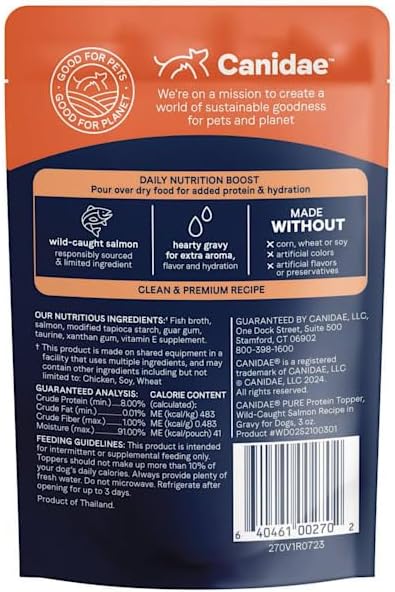 CANIDAE, Pure Wild-Caught Salmon Recipe in Gravy Protein Topper Wet Dog Food, 3.04 Ounce