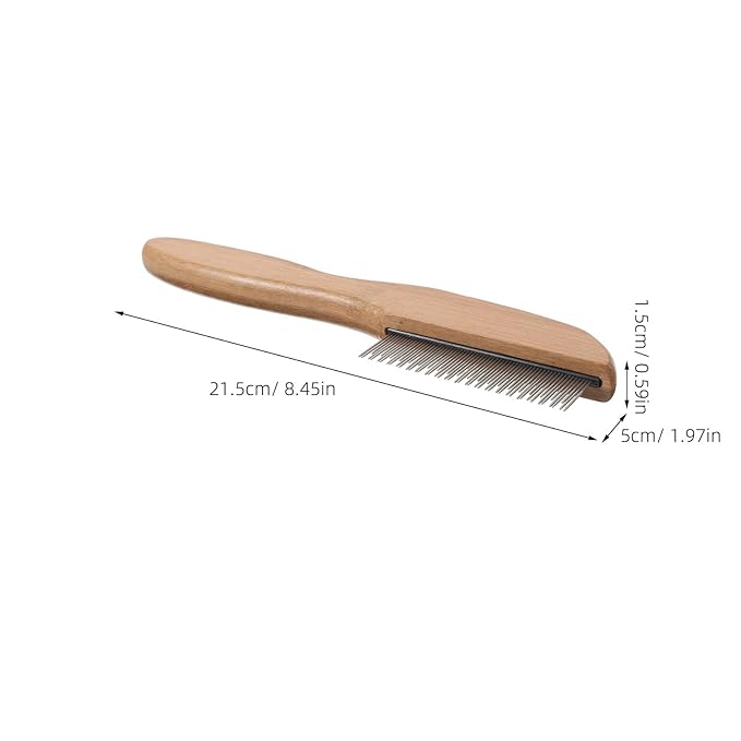 Dog & Cat Grooming Comb - Removes Tangles Knots Matted - Dematting Tool with Stainless Steel Teeth & Non-Slip Wood Handle Short Hair Brush for Home Pet Store