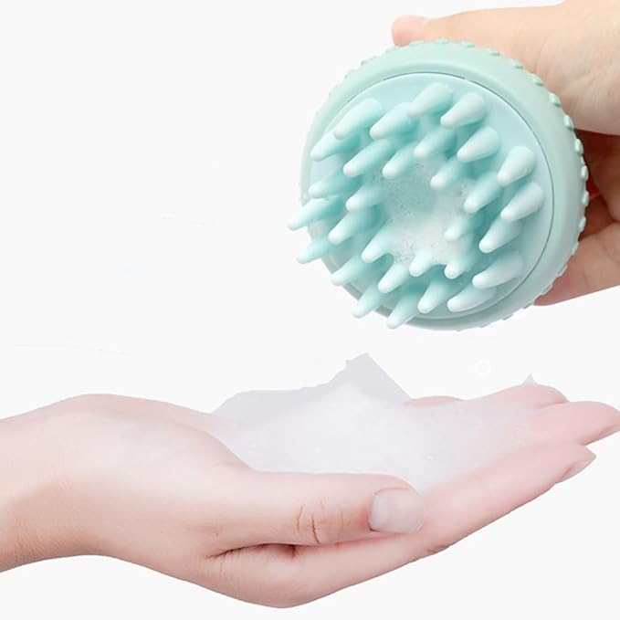 Pet Grooming Bath Brush Dog Cat Massage Brush Comb Bubble Maker with Shampoo Dispenser for Shower Scrubbing Remove Shedding Hair Soothing Massage Pet Supplies - Blue
