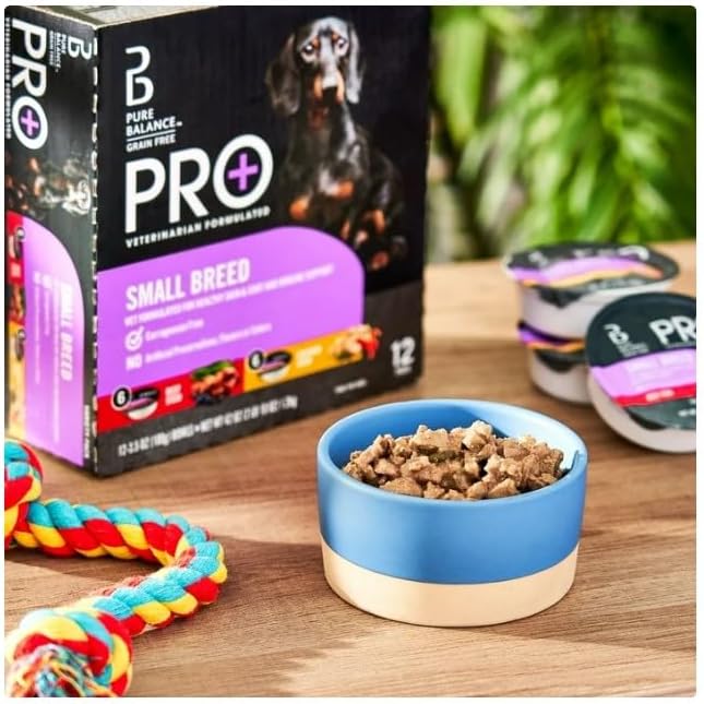 Pure~Balance Pro+ Beef Stew & Chicken Stew Wet Dog Food for Small Breeds, Grain Free ~ 3.5 Oz Cups ~ (12 Pack)