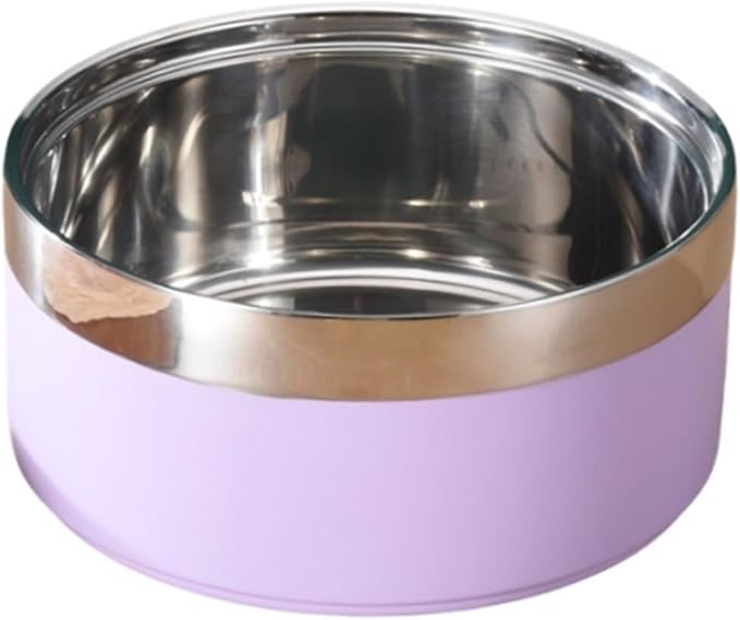 1PCS Stainless Steel Pet Bowl Round Thickened Cat and Dog Food Bowl Multi-Specification Anti-Fall Food Bowl Feeding Pet Supplies(Purple,M-16CM)