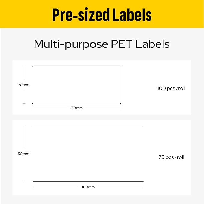 MakeID EP53 Labels, All-Weather PET Label Tape with Ribbon Cartridge for Indoor/Outdoor ID and Equipment Labeling - for EP53 Portable Industrial Label Maker