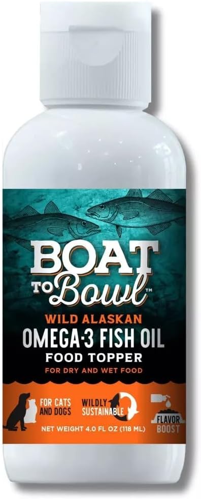 Boat to Bowl Wild Alaskan Omega-3 Fish Oil Flavor Food Topper Vitamins & Supplement for Cats and Dogs | 4oz