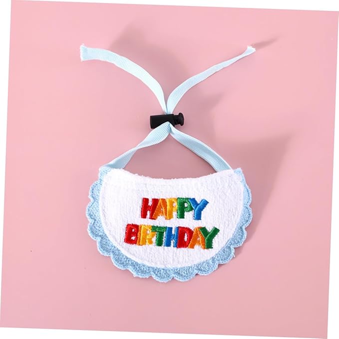 SOLUSTRE Dog Birthday Hat and Embroidered Bandana Set Blue Star Pattern Adjustable Pet Party Costume for Small to Medium Dogs Birthday Supplies