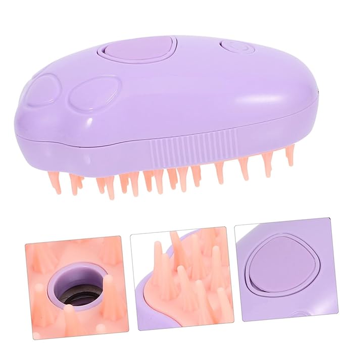 HEMOTON 2pcs Pet Steam Brush for Cats Dogs Self-cleaning Grooming Tool Massage Function Material Bath Brush for Travel Everyday Use