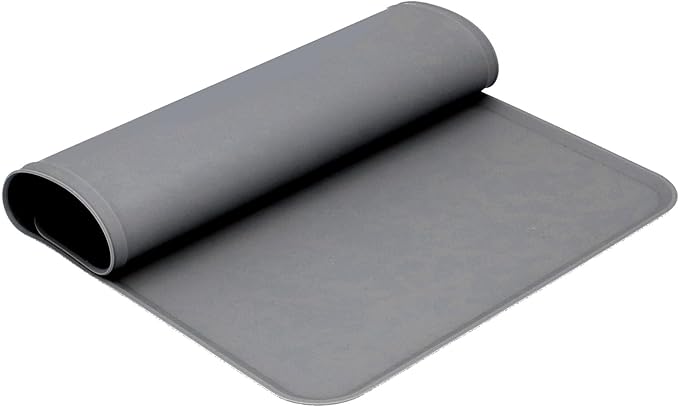 Silicone Non Slip Pet Feeding Bowl Mat for Dogs, Leakproof Dog Placemat for Food and Water, 11.8x18.9in Pet Supplies (Grey)