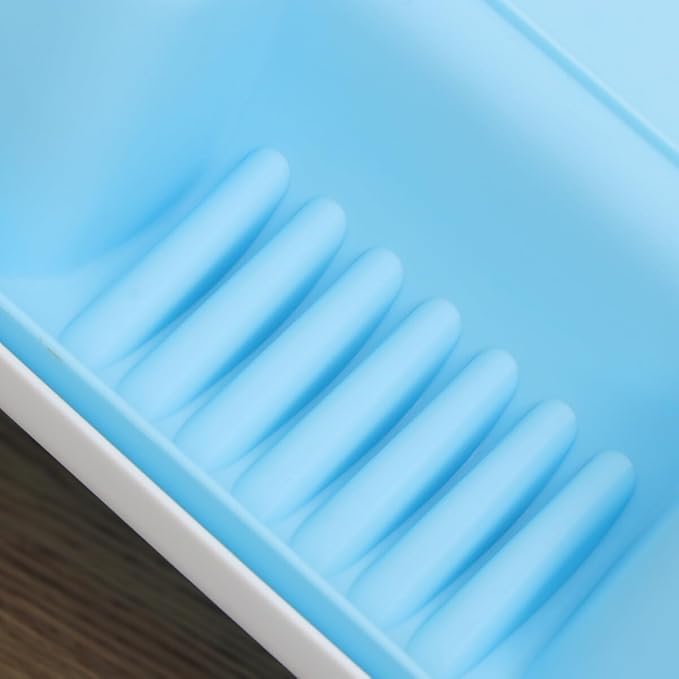 Cat Litter Cat Litter Box Semi Enclosed Cleaning Bath Basin Plastic Toilet with Scoop Portable Open Box for Dogs Small Pets (Blue)