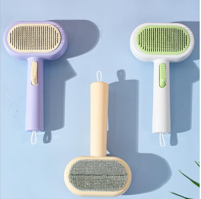 simplely easy Cleaning Pet Spray Hair Removal Comb with Release Button,double sided massagae cleaning Waterproof Pet Grooming Brushes short long hair dogs and cats pets