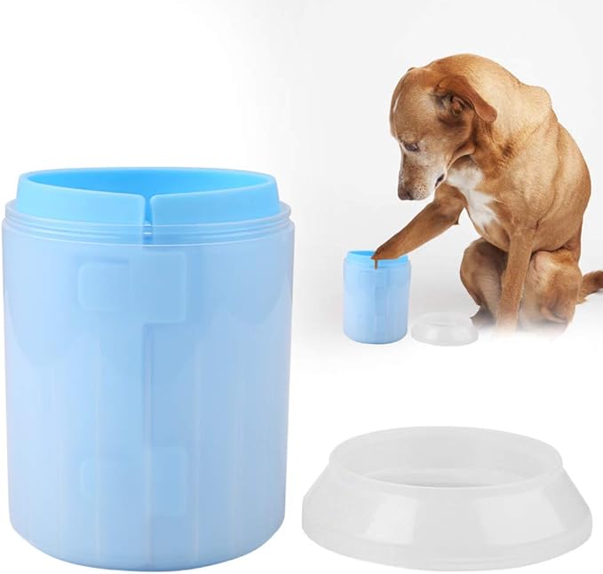 Portable Pet Paws Cleanseing Cup, Multifunctional Grooming Tool for Cats and Dogs, Rubber Silicunique, Easy to Cleanse and Use (Blue)
