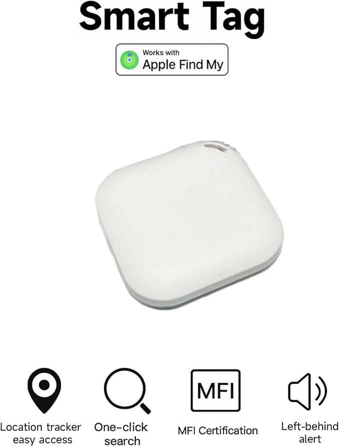 Air Tracker Tags-2 Pack Tracker Work with Apple Find My (iOS Only), Key Finder and Item Locator for Backpack, Suitcases, Pet, Wallet with Diverse Holder