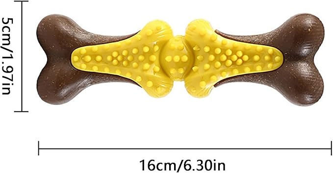 𝐷𝑢𝑟𝑎𝑏𝑙𝑒 Dog Chew Toys for Large Aggressive Chewers Indestructible Bone-Shaped Dental Chew TPR Rubber with Wood Fiber Core Teething Teeth Cleaning Long-Lasting Interactive Pet Supplies