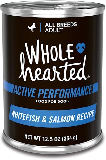 WholeHearted Active Performance White Fish & Salmon Recipe Wet Dog Food with Whole Grains, 12.5 oz., Case of 12