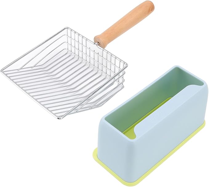 Ymiko Metal Cat Litter Scoop, Cat Poop Shovel Pooper Scooper Kitten Poop Sifting with Holder Litter Scoop for Box