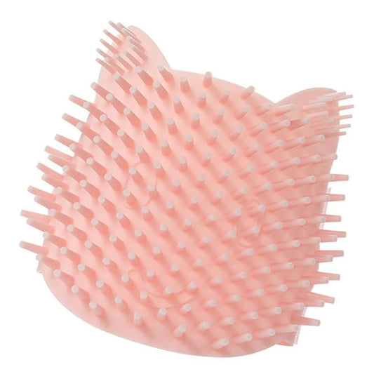 Cat Grooming Brush Silicone Self Scratching Corner Massage Comb Pink Large for Indoor Use, Dual Wet and Dry Fur Pet Grooming Tool