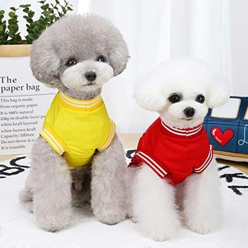 Dog Clothes Basketball Mesh Breathable T-Shirt,Pet Clothes Puppy Sportswear Spring/Summer Fashion Dog Shirt. (Yellow, XX-Large)