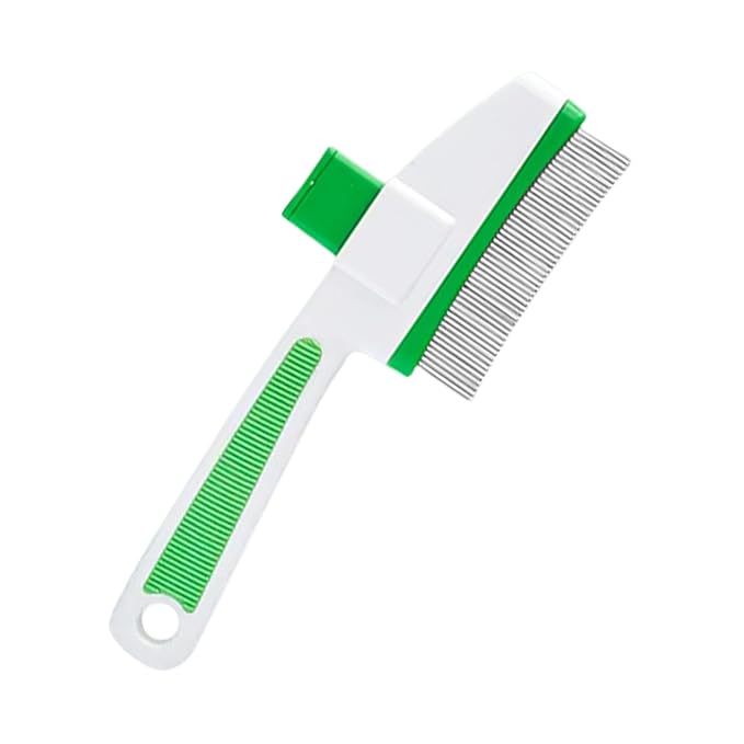Cat Hair Brush for Dogs and Cats, Dog Grooming Supplies with Easy Release Button, Puppy Flea Cleaning Comb for Bathing Long and Short Hair Pets, Indoor Outdoor Removal, Soft Gentle Grooming Tool