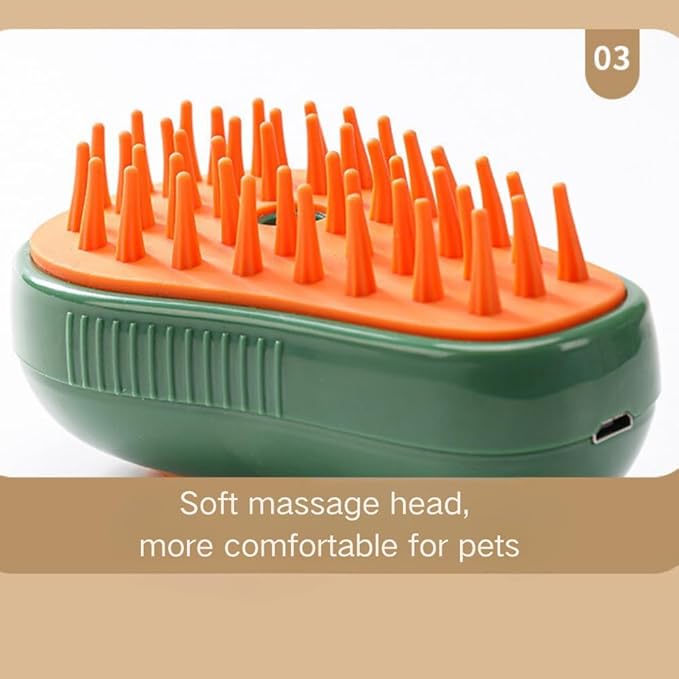 Cat Steam Brush, 3 in 1 Cat Comb for Massage, Self Cleaning Cat Brush with Water, Rechargeable Silicone Dog Steam Brush, Cat Bath Brush Eliminates Flying and Tangled Hair Cat Grooming Comb (Beige)