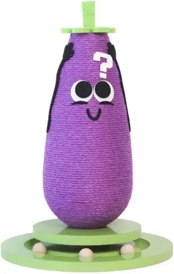 Eggplant-Shaped Cat Scratching Post – Designer Vertical Sisal Toy – Modern Artistic Cat Furniture for Indoor Cats and Kittens