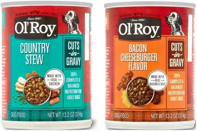 Ol' Roy Cuts in Gravy Wet Dog Food: Delicious Nutrition for Happy, (Cheeseburger and Country Stew Flavor)