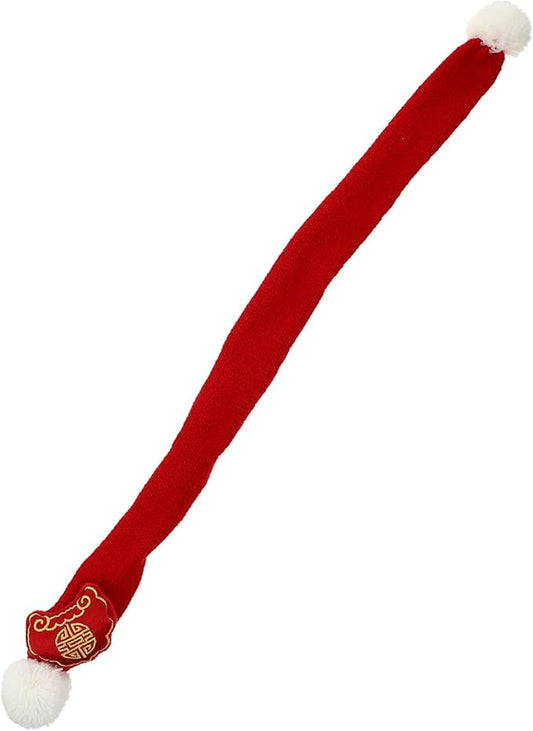 Festive Pet Scarf Cotton New Year Bandana Red M for Dogs and Puppies Chinese Style Holiday Pet Supplies