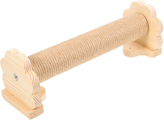 VOSAREA Cat Scratching Post for Cage 40cm Natural Wood Core Sisal Rope Sturdy Wear-Resistant Kitten Scratcher Suitable for Indoor Cats Climbing and Playing